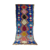 Moroccan blue Berber hallway rug hand-woven 250 x 80 cm