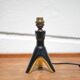 Tripod ceramic table lamp, bedside lamp, accent lamp, 50's