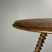 Midcentury wood turned barley twist side table with cork screw legs 1950s