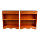 Pair of light walnut bookshelves with inlays and adjustable shelves.