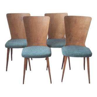 4 chaises vintage style Baumann bois et tissu