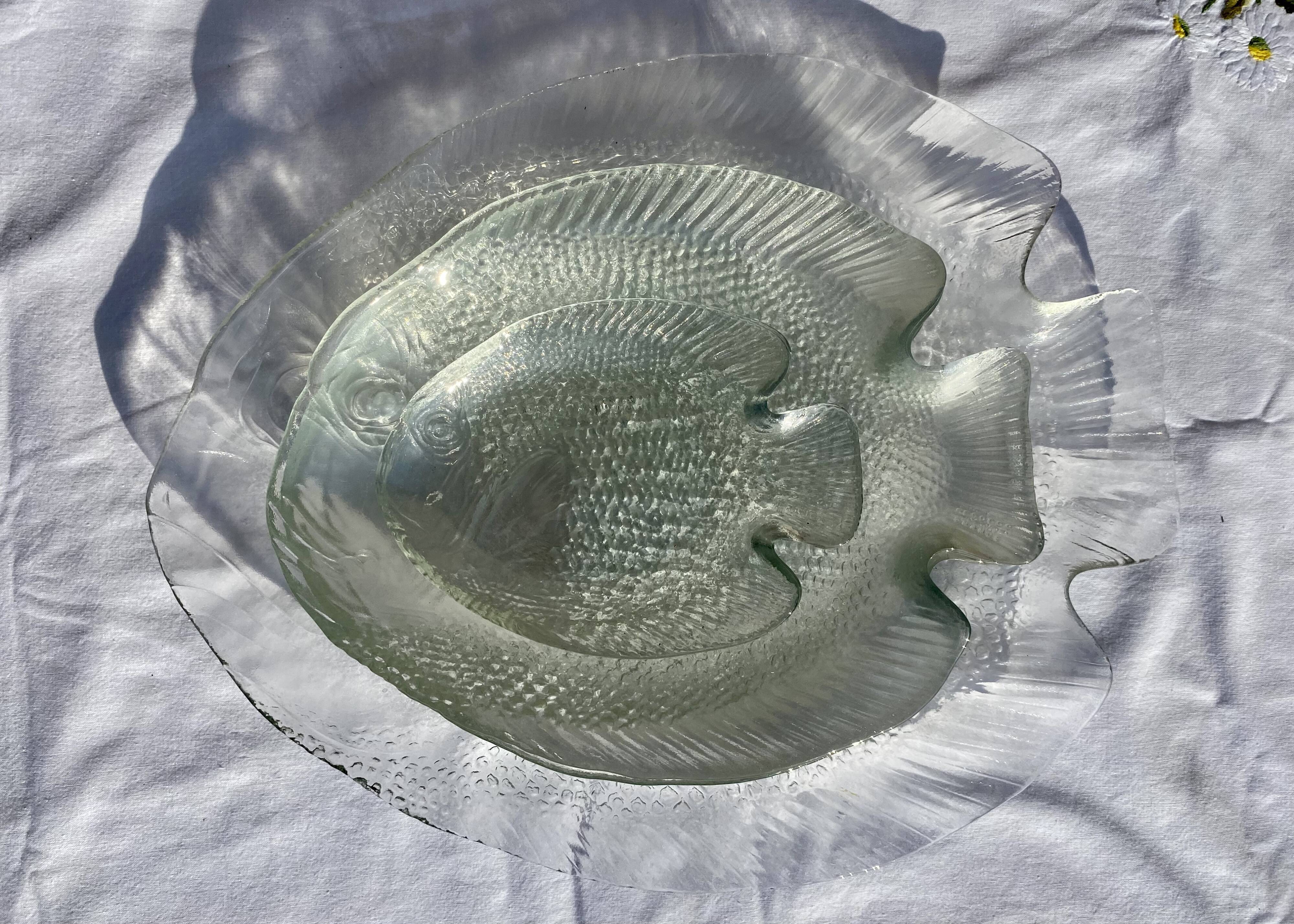 Service assiettes et plat à poisson transparents Arcoroc