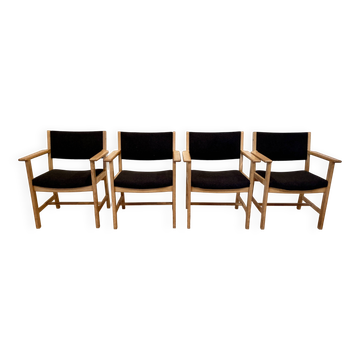 SET OF 4 ARMCHAIRS STAMPED "HANS WEGNER" 1960.