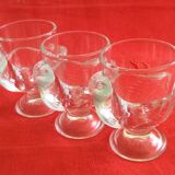Set of 3 transparent glass hens Arcopal 70s