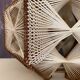 Scandinavian hanging lamp wood and vintage yarn