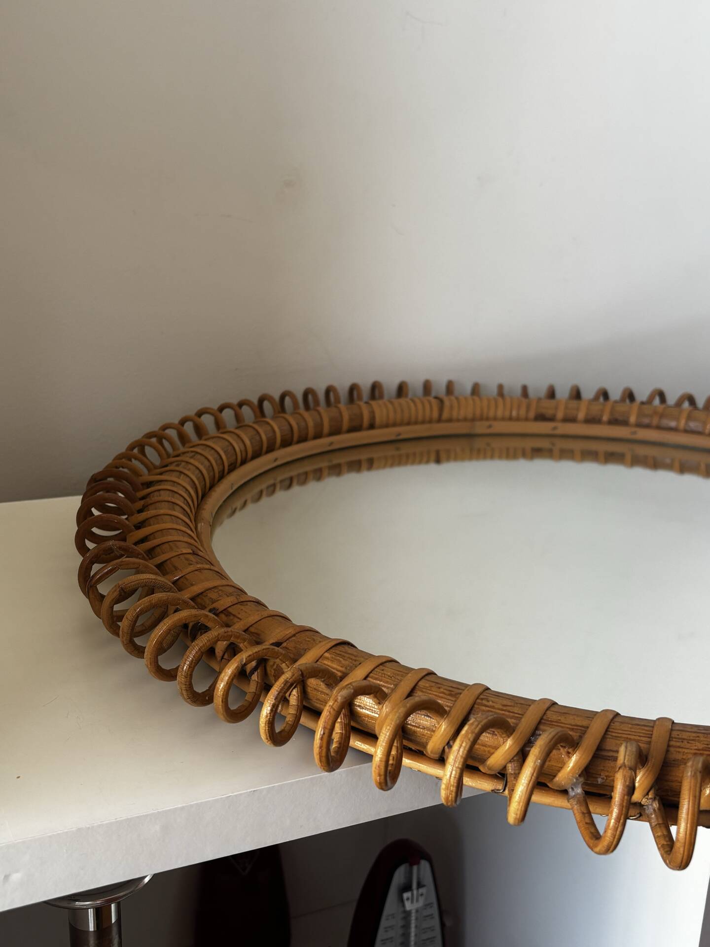 Miroir rond en rotin Franco Albini