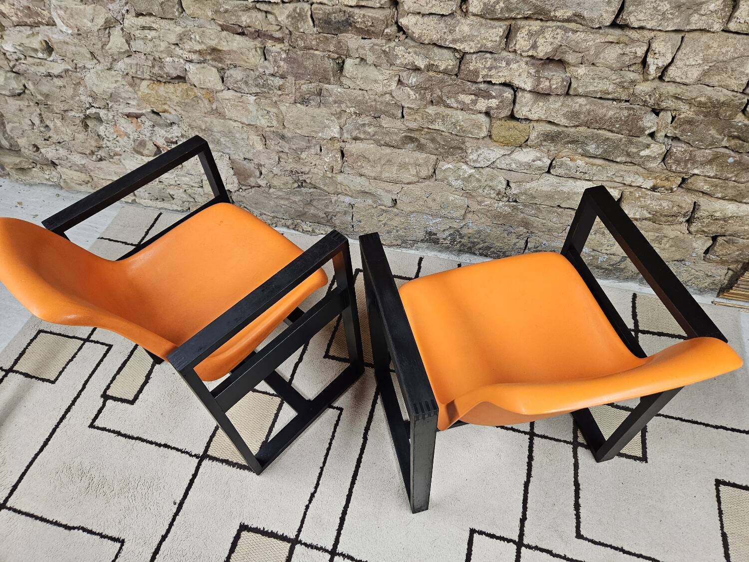 Set of 4 1970s Space Age armchairs