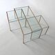 3 nesting coffee tables in glass and gilded metal, 1950-1970