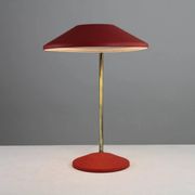 Red Shrink-Lacquered Brass Table Lamp, Germany, 1950s