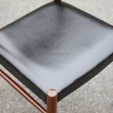 Scandinavian chair, vintage Scandinavian teak and black leatherette chair, living room chair