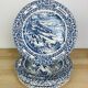 8 assiettes terre de fer anglaises bleues "automne" England ironstone
