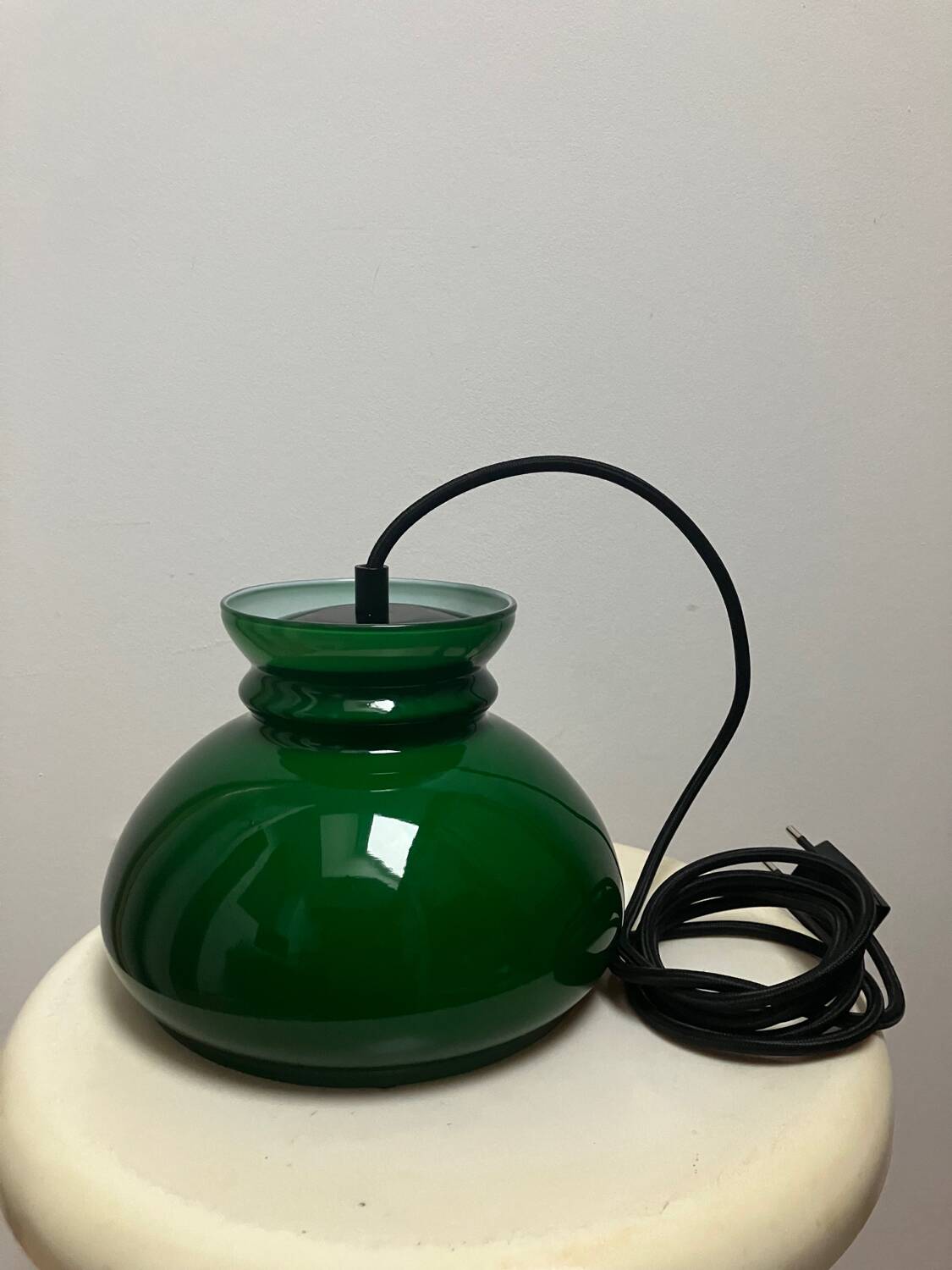 Vintage green opaline portable lamp