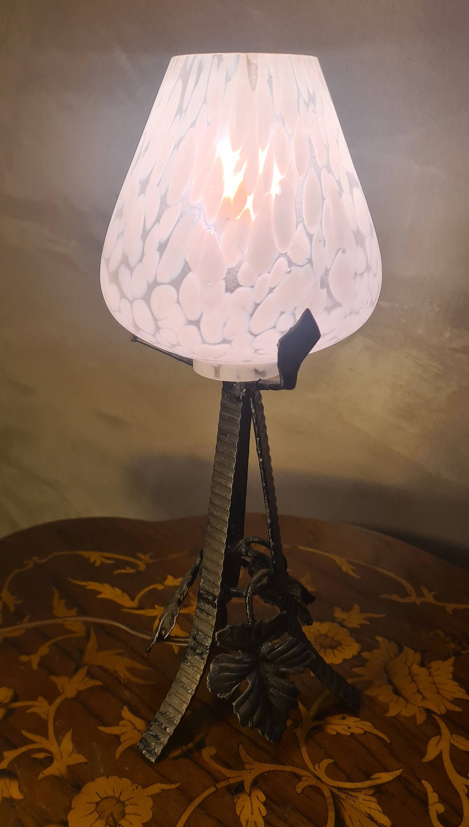 Art Deco night light, wrought iron, 32x12, very good condition.