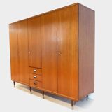 Vintage mid century modern Scandinavian 5-door wardrobe in teak, 1960s