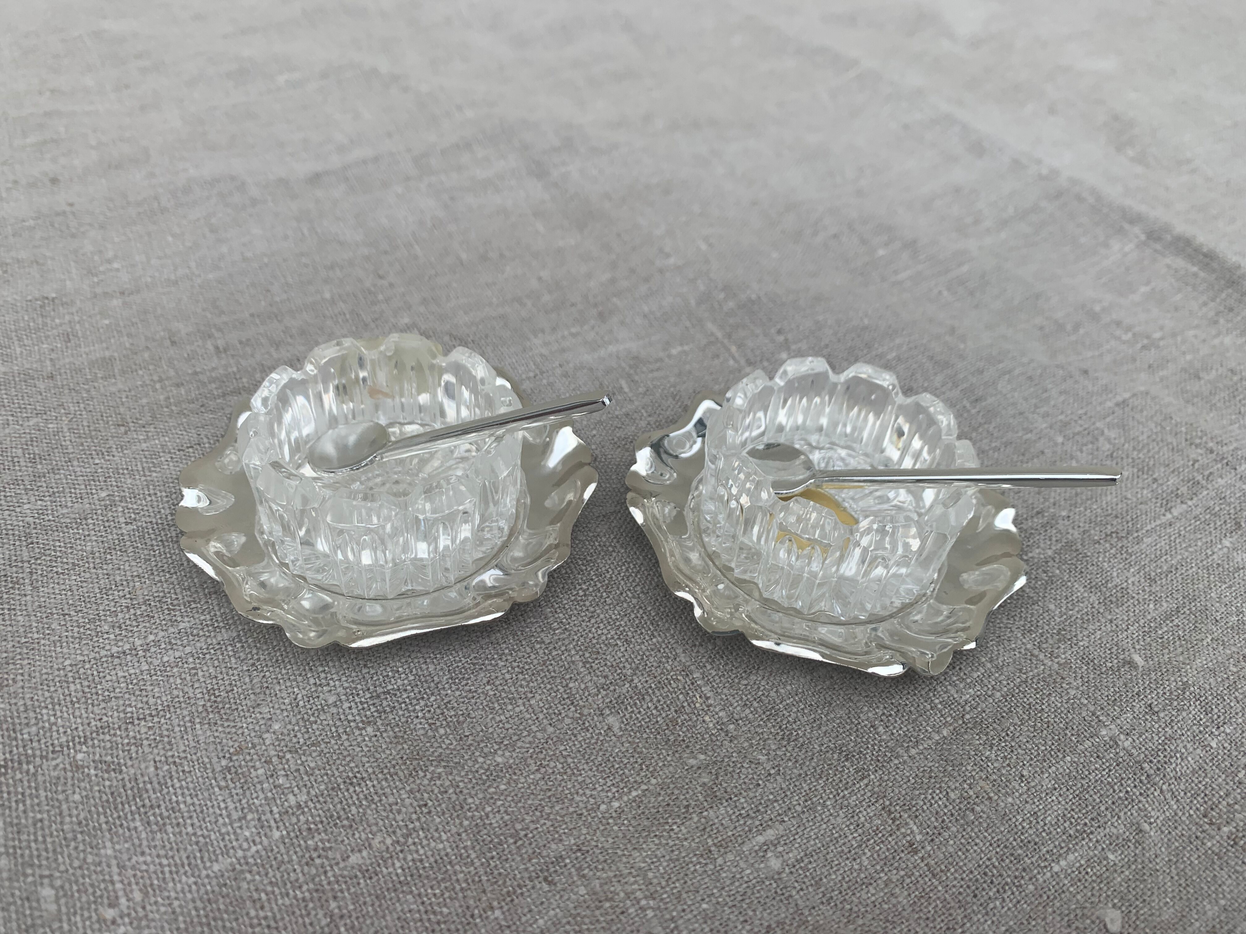 Crystal and silver metal saleron vintage 1950