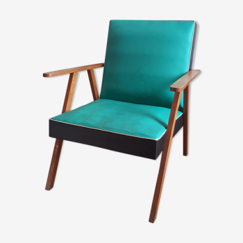 Two-tone skaï armchair from the 50s