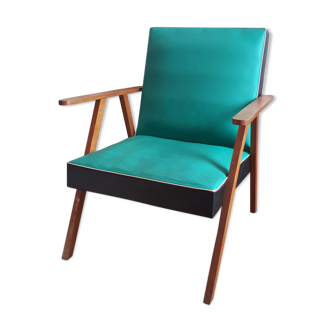 Two-tone skaï armchair from the 50s