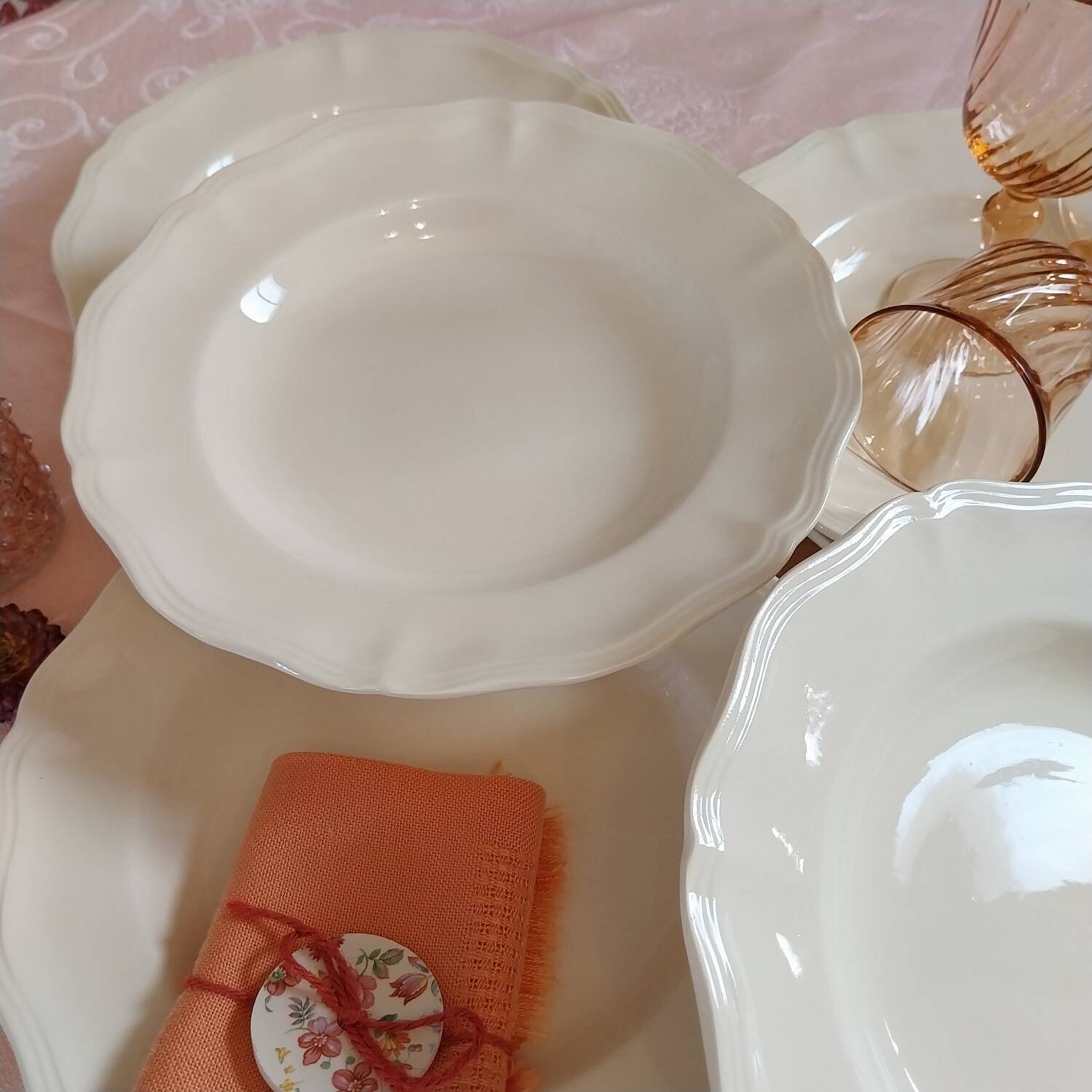 Old hollow ivory plates from Sarreguemines