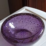 Purple Murano glass pocket bowl with aventurine – attributed to Seguso