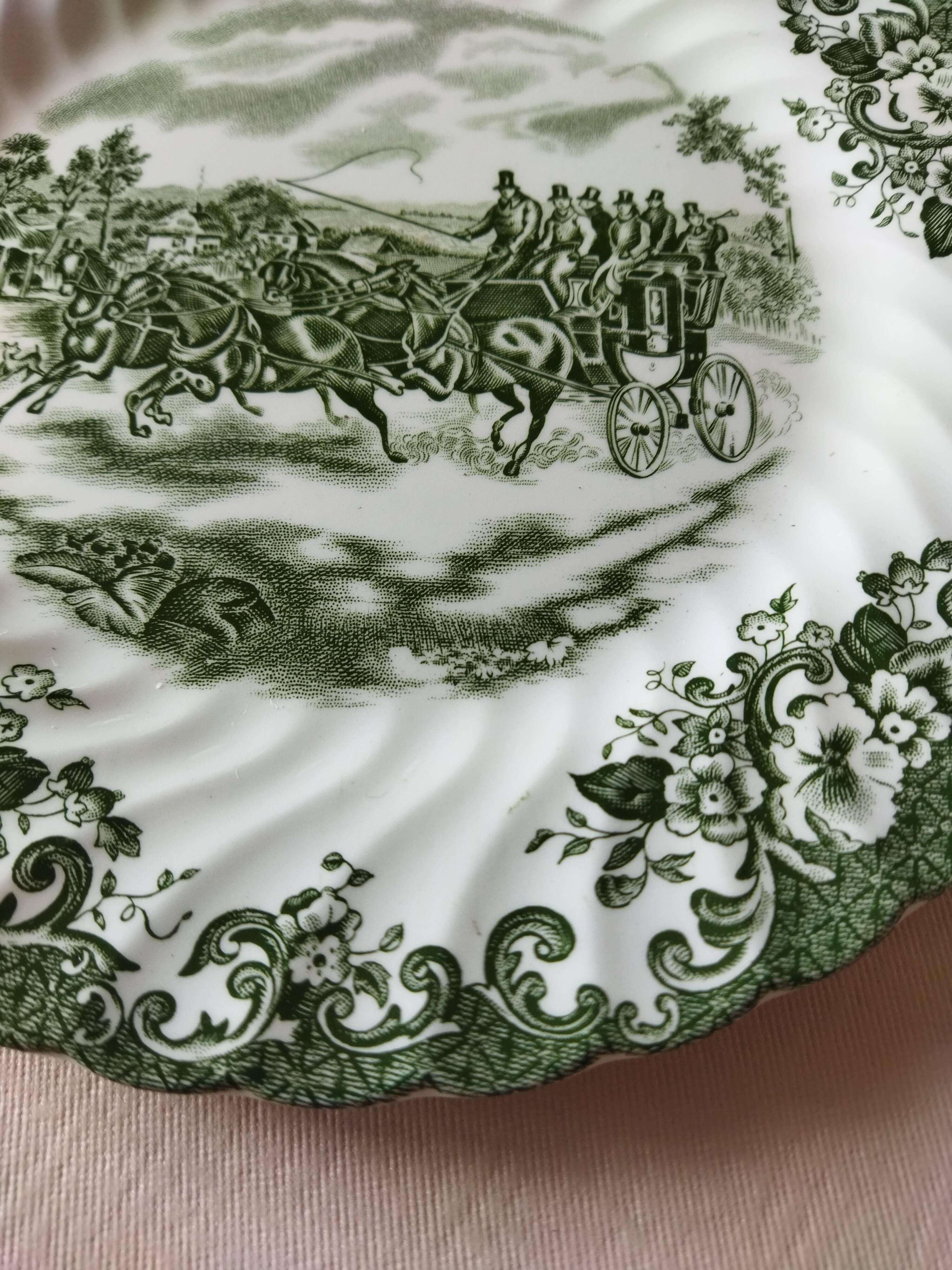 8 Johnson Bros "Coaching Scenes" English dessert plates