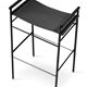 Contemporary bar stool "Repose" black seat, rubberwood structure.