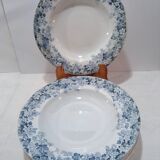 Set de 7 assiettes creuses anciennes décor bleu