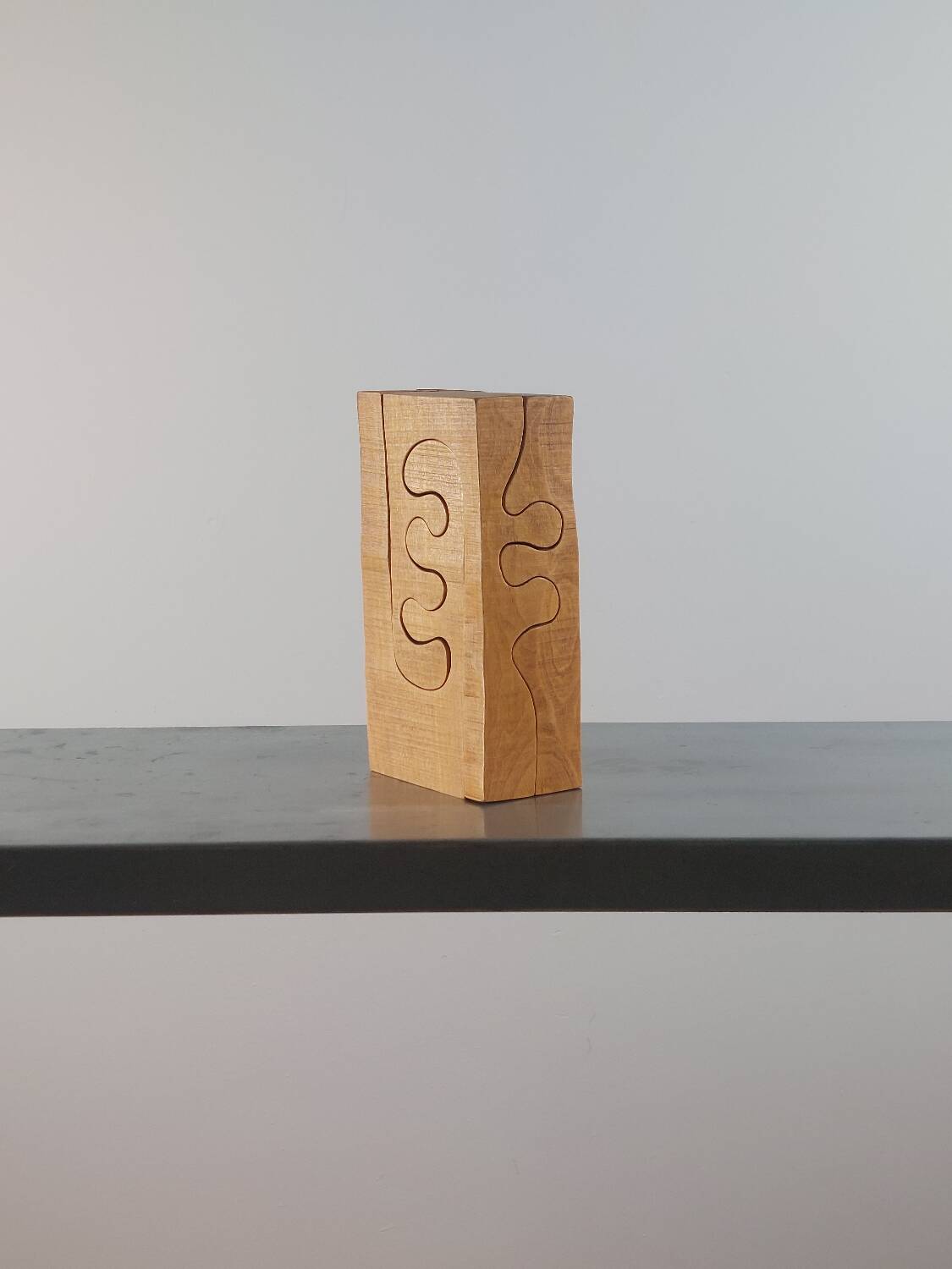 Vintage postmodern wooden puzzle sculpture by Gunnar Kanevad