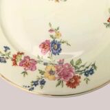 Set of 12 flat plates flowered porcelain