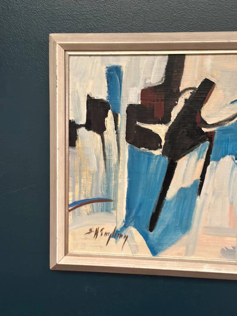 Original Swedish Oil on Panel – “Abstract Composition” by Sven H. Engberg – Signed – Vintage & Framed – 56 × 43 cm (22" × 16.9")