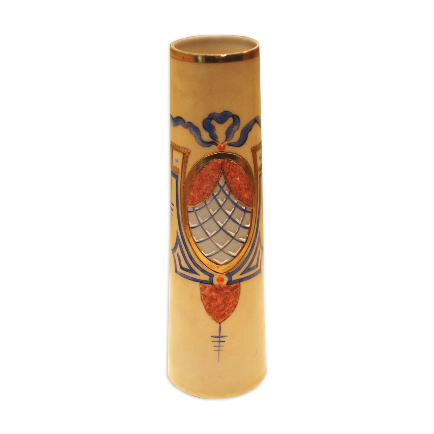 Very pretty opaline vase enamelled Art Nouveau style