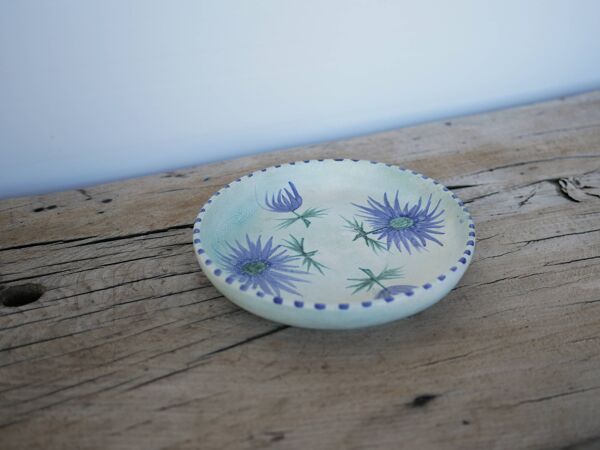 Assiette chardon vintage en céramique par Marie Madeleine Jolly