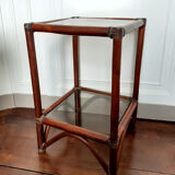 Rattan shelf and smoked glass 1970