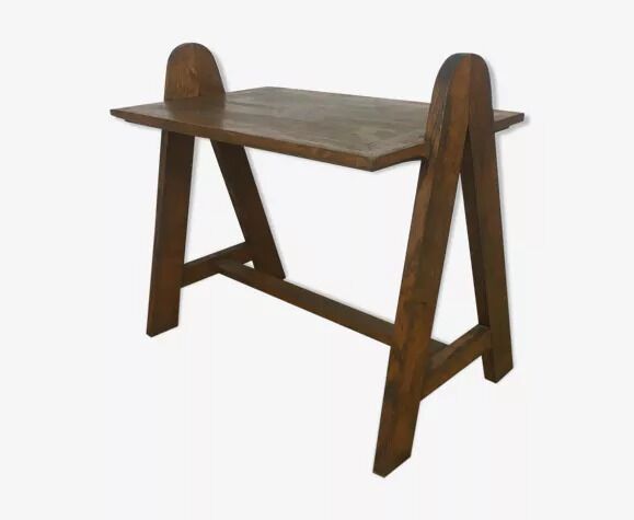 Mid-century solid wood compass side table