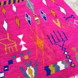 Authentique tapis berbère marocain Azilal neuf coloré 256x150cm