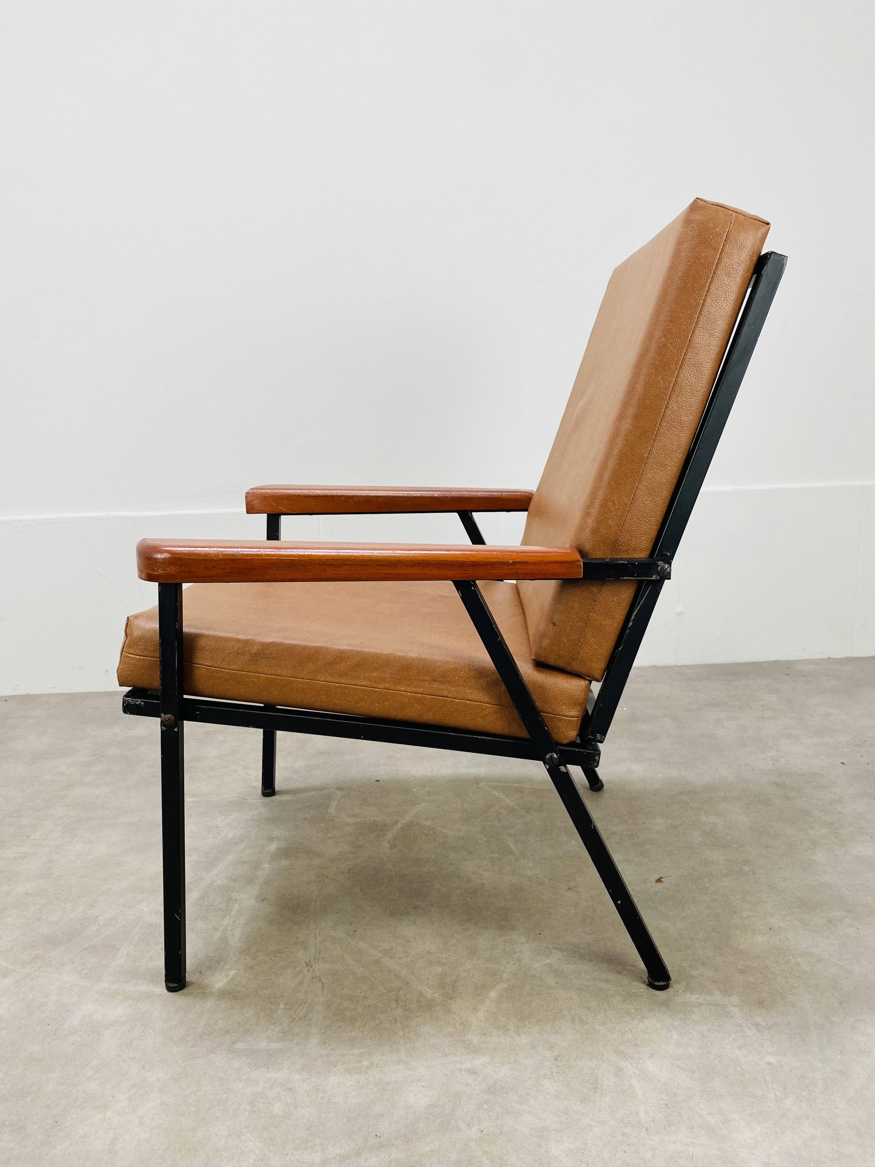 Armchair 50s metal and wood