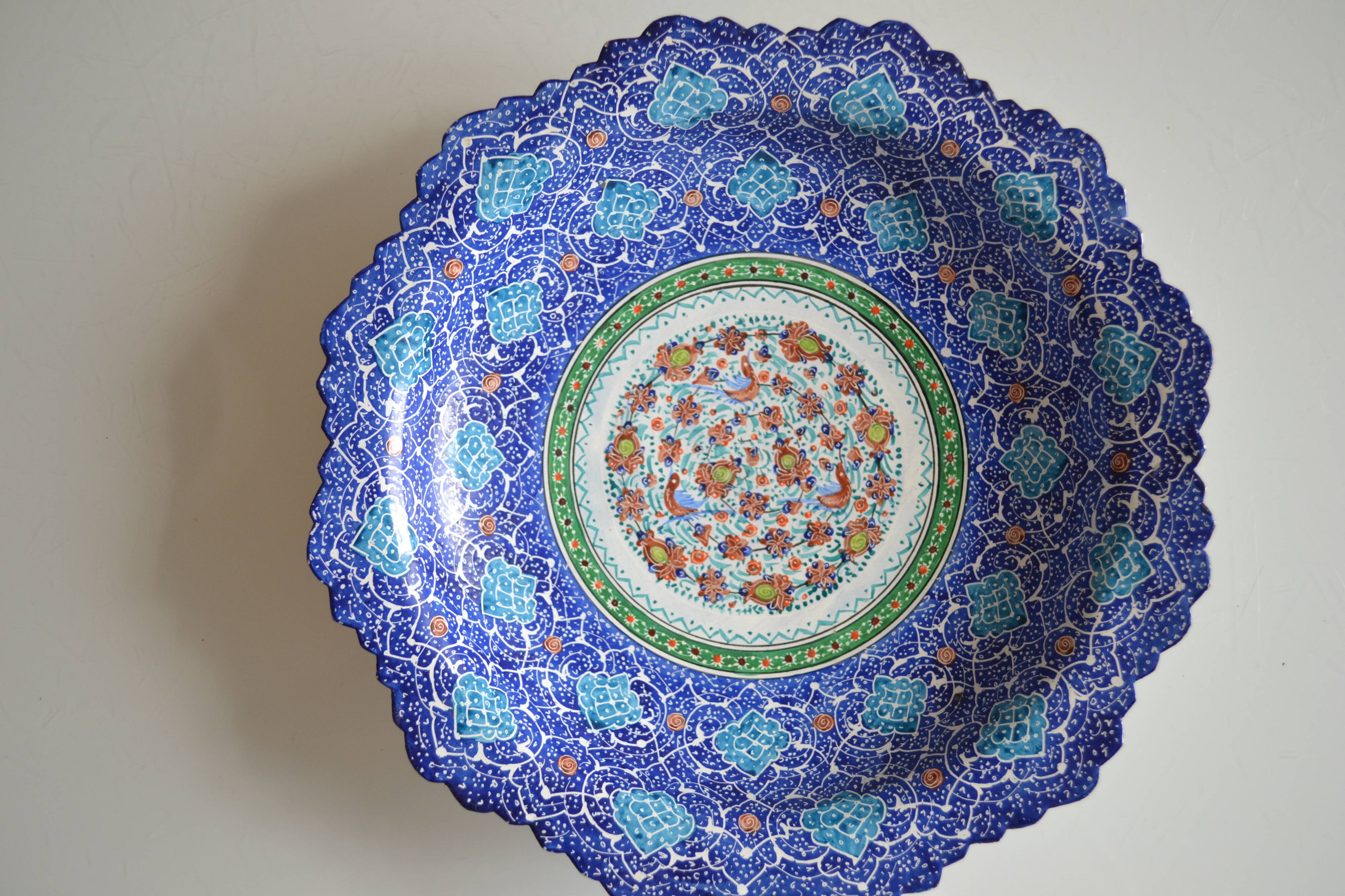 Islamic art enamel metal dish