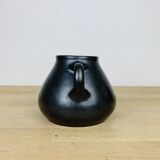 Black ceramic pot-bellied vase from the 50s