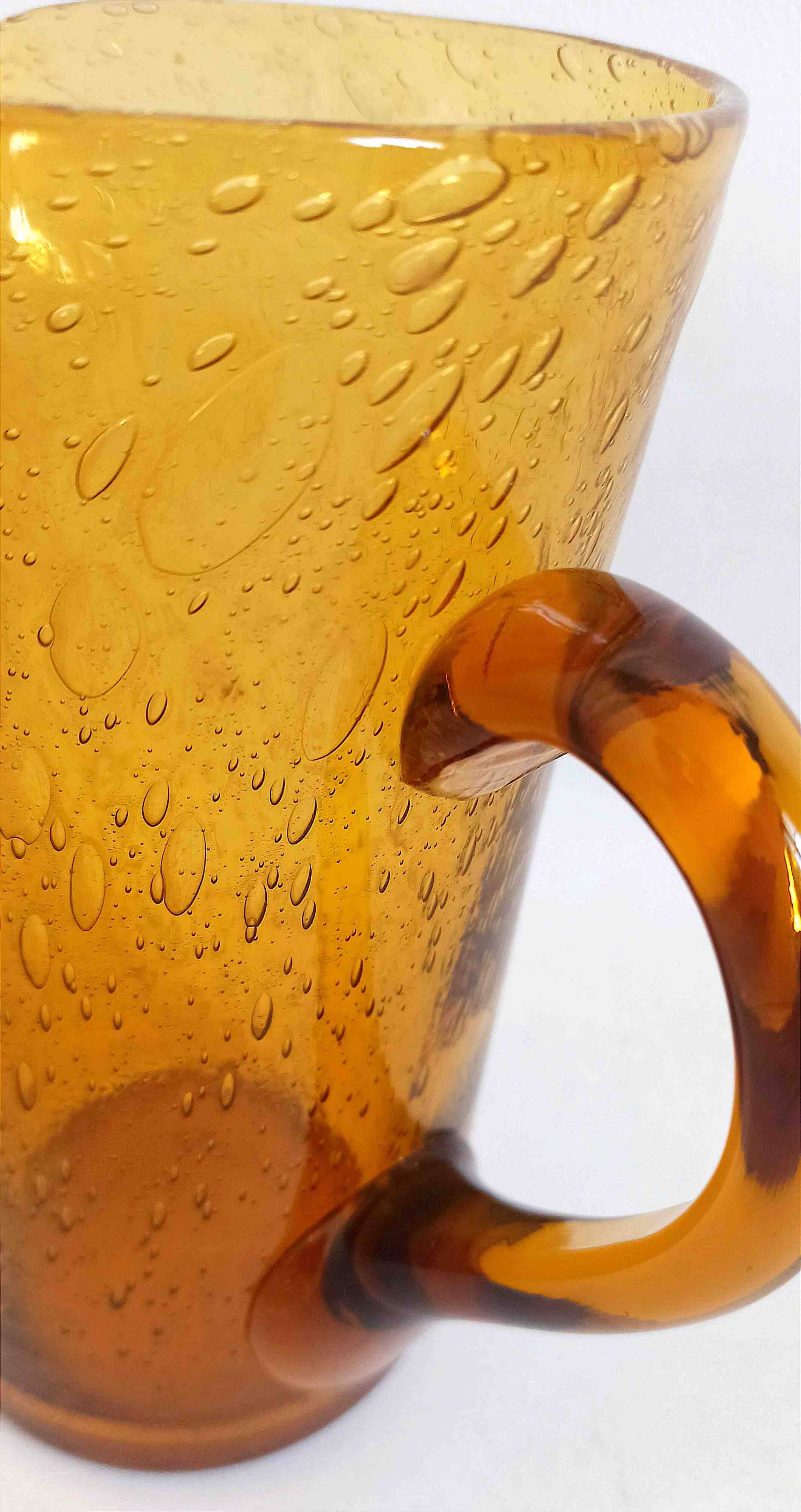 Biot carafe, amber glass, 1970s, height 21 cm