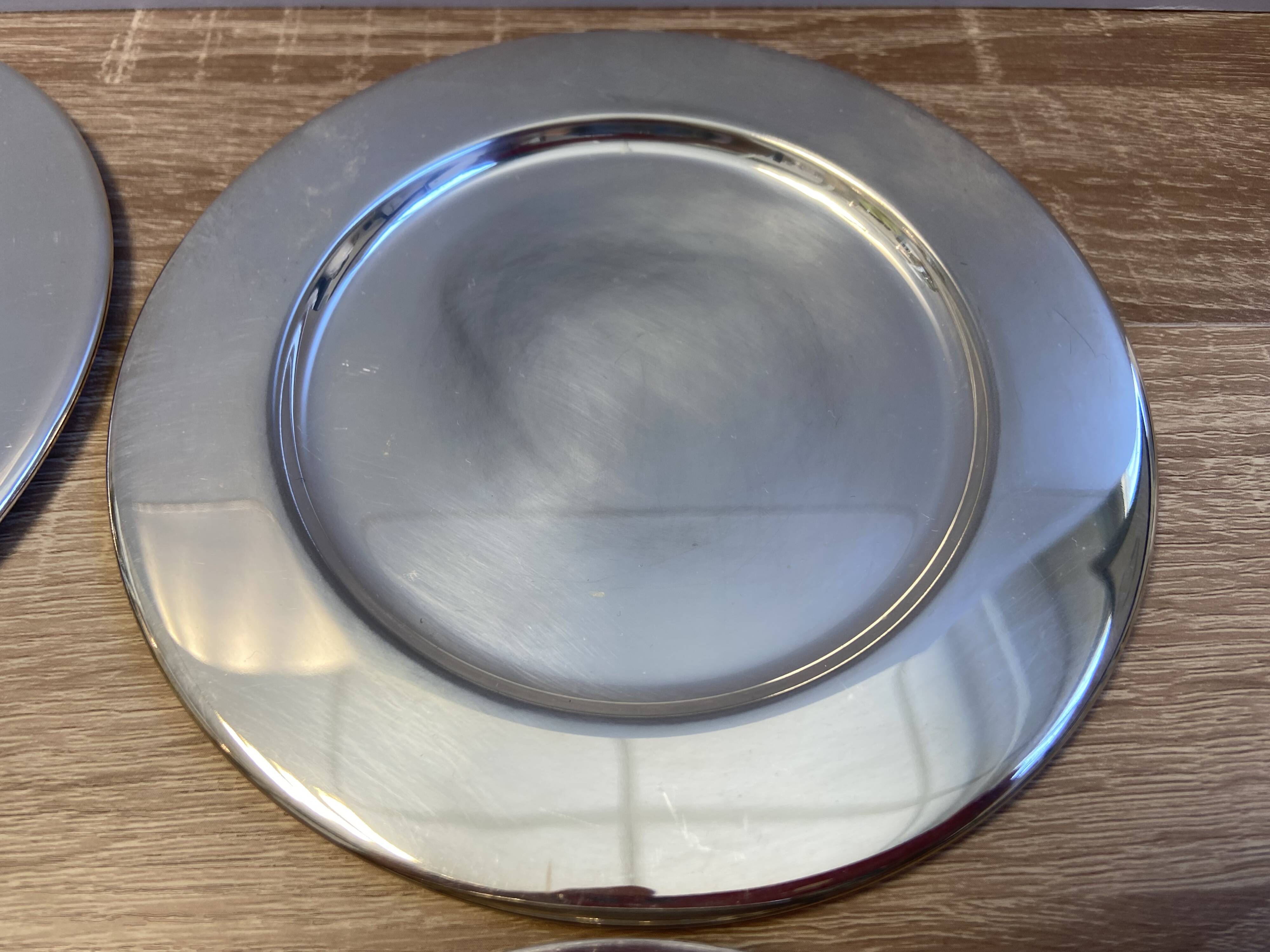 Lot Pair of Silver Metal Bottle & Glass Coasters with Hallmarks