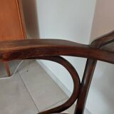 Thonet armchair, swivel, in wood and faux leather.