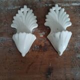 Pair of Quimper white earthenware fonts signed
