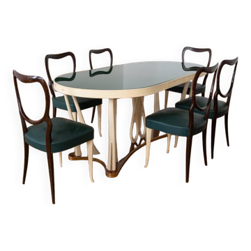 Walnut root dining room, Vittorio Dassi style 1950/1960