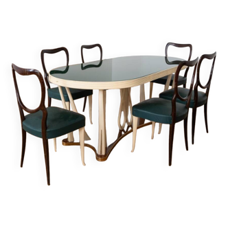 Walnut root dining room, Vittorio Dassi style 1950/1960