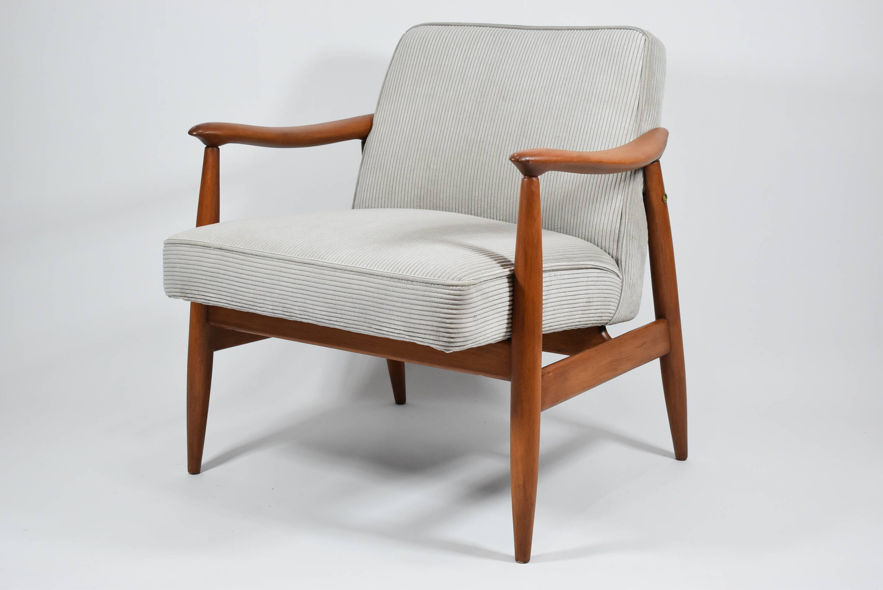 Famous Vintage armchair "Kedzior", fully restored, Grey CORD