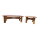 Vintage set pine coffee table and corner table