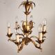 Vintage Hollywood Regency 6 light Chandelier gilded Italy Florence 1950-60