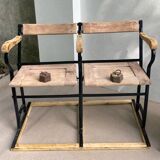 Two-seater folding theatre bench