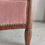 Armchair art deco pink velvet trim