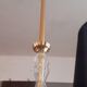 Vintage chandelier year 50 in brass and molded glass