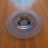 Large smoked glass bowl with star engraving – 1950s